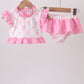 Pink bow ruffle 2pc swimsuit