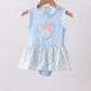 Blue character applique ruffle one-piece swimsuit