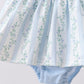 Blue character applique ruffle one-piece swimsuit