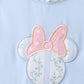 Blue character applique ruffle one-piece swimsuit