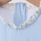 Blue character applique ruffle one-piece swimsuit