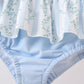 Blue character applique ruffle 2pc swimsuit