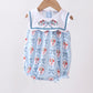 Blue strawberry bow embroidery bubble