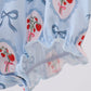 Blue strawberry bow embroidery bubble