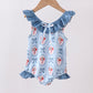 Blue strawberry bow ruffle one-piece swimsuit