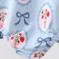Blue strawberry bow ruffle one-piece swimsuit