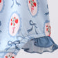 Blue strawberry bow ruffle one-piece swimsuit