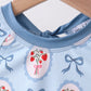 Blue strawberry bow ruffle rashguard