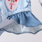 Blue strawberry bow ruffle rashguard