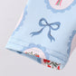 Blue strawberry bow ruffle rashguard