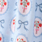 Blue strawberry bow ruffle shorts set