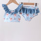 Blue strawberry bow ruffle 2pc swimsuit
