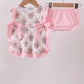Pink carousel print ruffle bloomer set