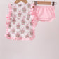 Pink carousel print ruffle bloomer set