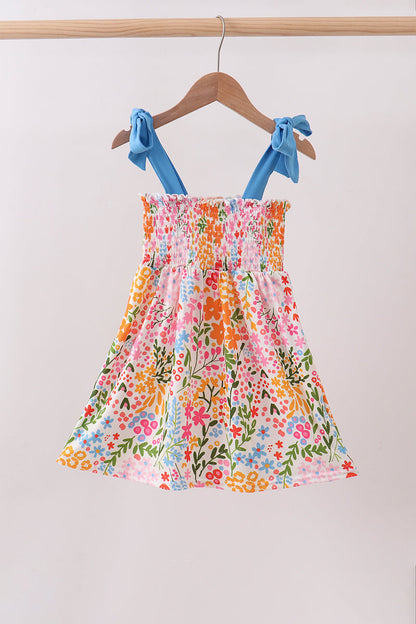 Summer floral print smocked mom&me dress