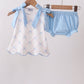 Blue bow ribbon print bloomer set
