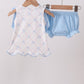 Blue bow ribbon print bloomer set