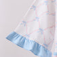 Blue bow ribbon print dress