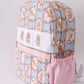 Pink puppy embroidery backpack