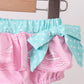 Pink sailboat print ruffle 2pc swimsuit