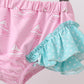 Pink sailboat print ruffle rashguard set