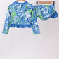 Ocean garden splash ruffle rashguard set