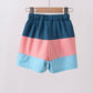 Colorblock fish embroidery swim trunks