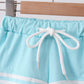 Blue stripe sailboat embroidery swim trunks