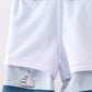 Blue stripe sailboat embroidery swim trunks