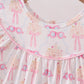Pink bow castle ruffle shorts set
