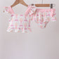 Pink bow castle ruffle 2pc swimsuit