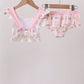 Pink bow castle ruffle 2pc swimsuit
