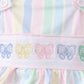Rainbow stripe butterfly smocked ruffle 2pc swimsuit