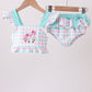 Green plaid horse applique 2pc swimsuit