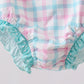 Green plaid horse applique rashguard