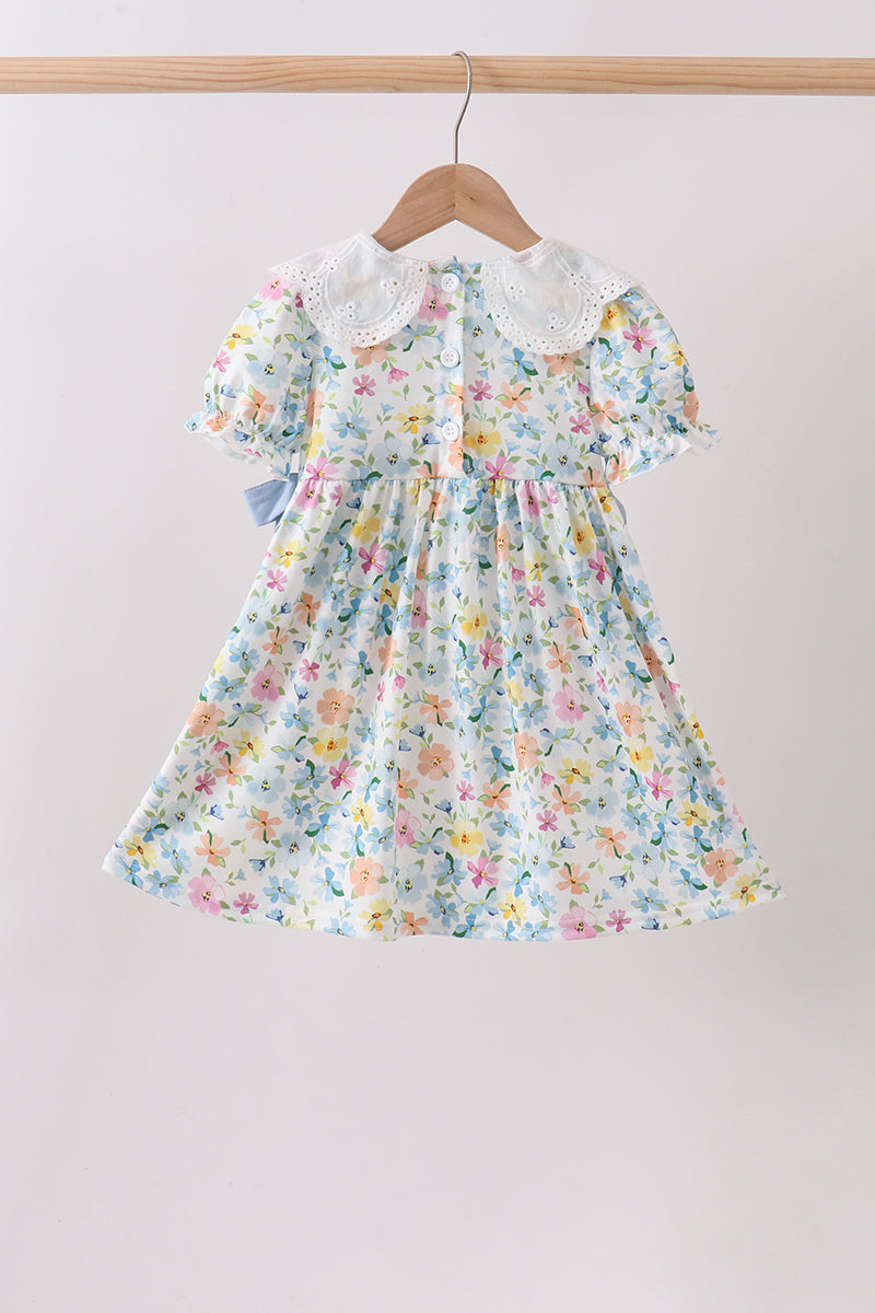 Blue Floral Lace Dress