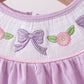 Lavender Smocked Embroidered Bow Jacquard Bubble
