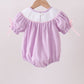 Lavender Smocked Embroidered Bow Jacquard Bubble