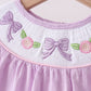 Lavender Smocked Embroidered Bow Jacquard Bloomer Set