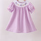 Lavender Smocked Embroidered Bow Jacquard Dress