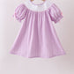 Lavender Smocked Embroidered Bow Jacquard Dress