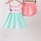 Green Marine Embroidered Jacquard Bloomer Set