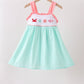 Green Marine Embroidered Jacquard Dress
