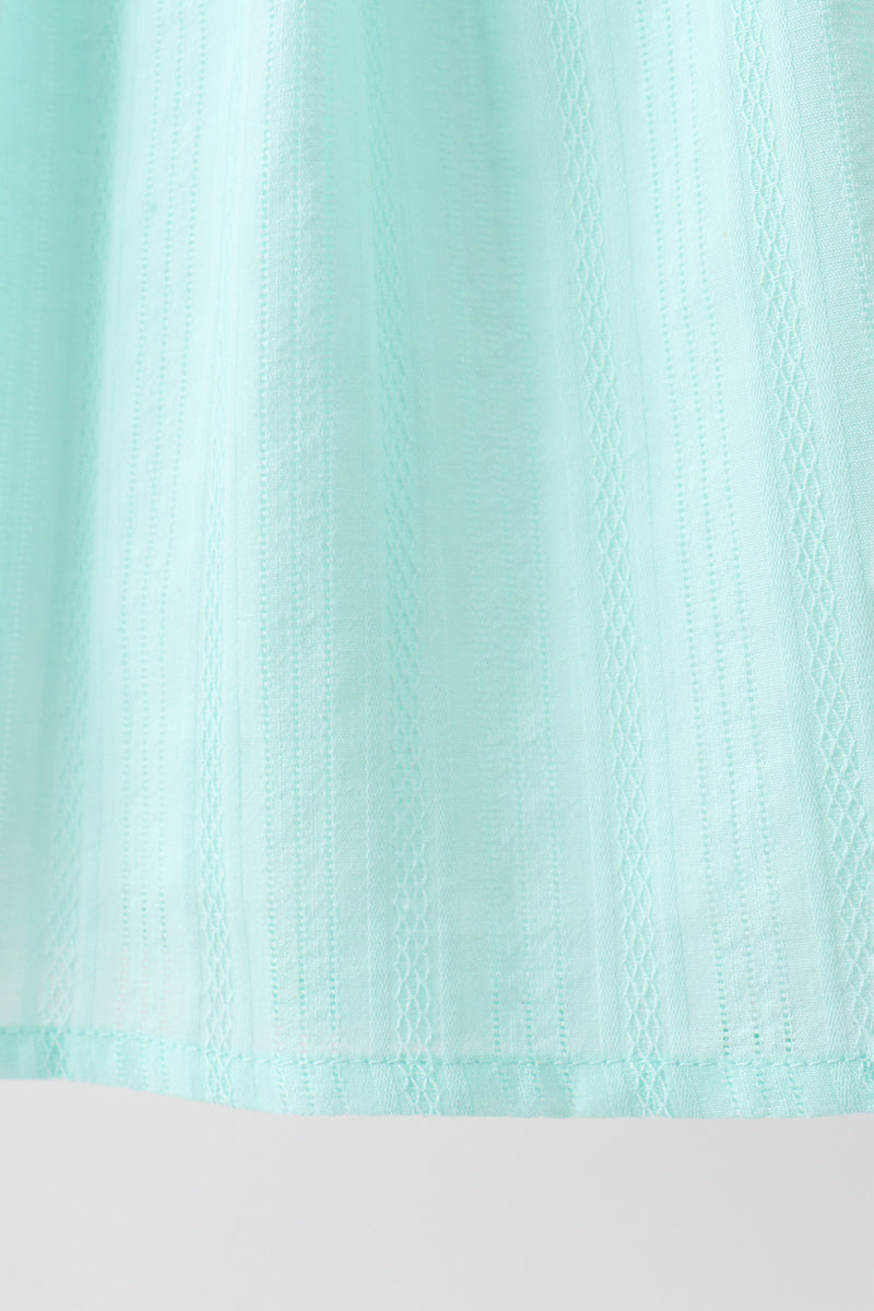 Green Marine Embroidered Jacquard Dress