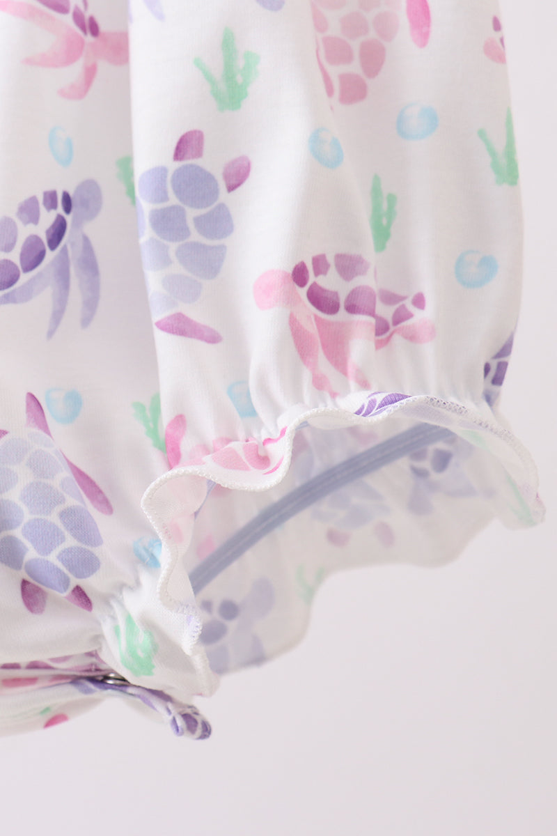 Purple Sea Turtle Smocked Bubble
