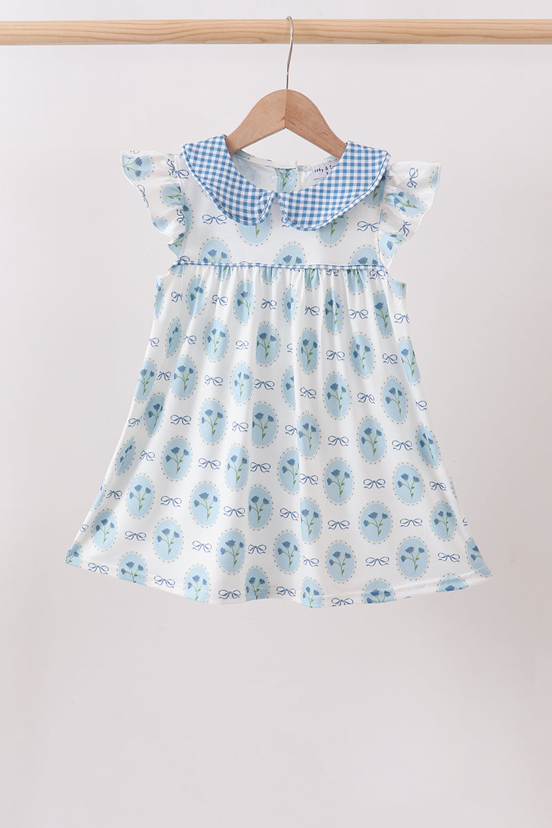 Blue Retro Floral Dress