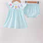 Blue Umbrella Smocked Bloomer Set