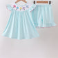 Blue Umbrella Smocked Set