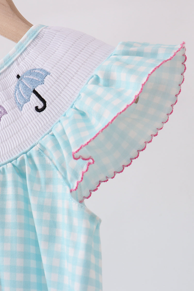 Blue Umbrella Smocked Dress