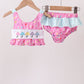 Hot Pink Umbrella Embroidered UPF Swim Set